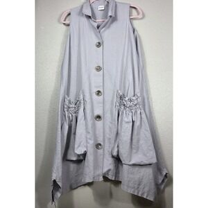 Forcynthia Linen Blend Handkerchief Tunic‎ Vest Dress Gray Medium Lagenlook